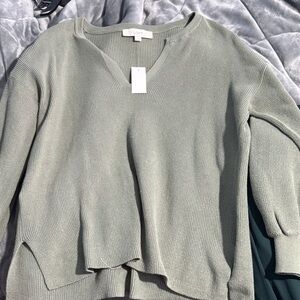 LOFT V-Neck Sweater in Soft Green